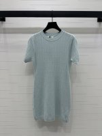 上新原单高端品质 Fend* 2025春夏最新系列！镂空圆领针织短袖连衣裙！定制进口丝毛材质 亲肤透气 质感上乘 通体标志性Logo提花配合镂空肌理 透气舒适与