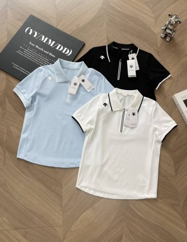 descente迪桑特Women S Training系列女士短袖防晒polo衫 拉链压胶工艺 舍弃传统的针线缝合 超声波切割工艺纯手工贴合无缝衔接 对制作工艺
