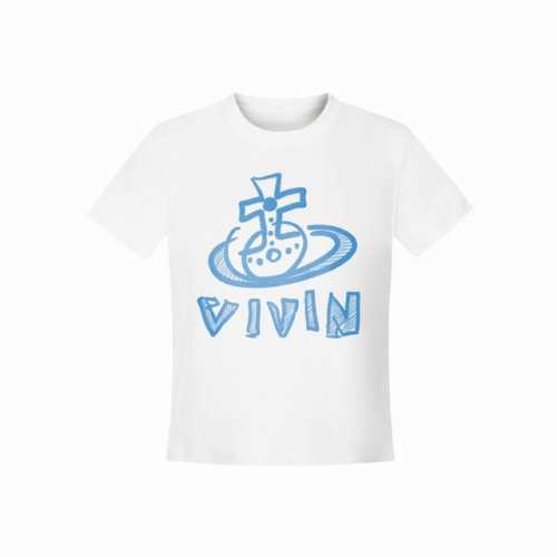 Vivienne West Wood 西天后薇薇安 2025夏季新款涂鸦系列土星设计款涂鸦素描Logo正肩短袖T恤 女款 全网独家纯棉高品质 款号：Vi07 尺