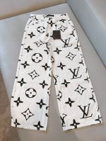 新品上架 25春夏新品驴家1V老花满印阔腿牛仔长裤[黑白配] 采用进口牛仔面料重工水洗多道工艺处理复古老花洗水颜色，薄厚度适中一年四季百搭单品定制高织数有机纯棉