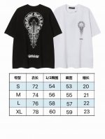 现货 p802238 新款炸街爆款吸光马蹄大十字架宽松纯棉Ch夏潮人几何Logo青年短袖T恤男女同款 克32支纯棉 颜色：黑色 白色 码数：S M L Xl