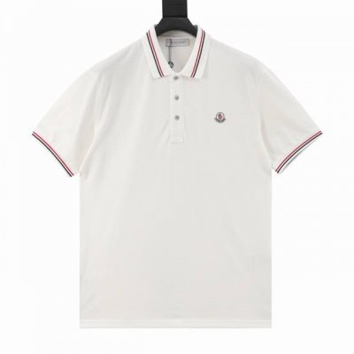 Moncler 蒙口 经典小标领口织带短袖polo衫 衣领为双系统提花定织扁机制成，有弹性，不变形，衣服全部原生布捆边，前胸双层面筒，无明线，无散口，袖口，前胸
