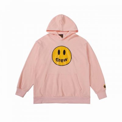 Drew笑脸连帽卫衣 #820 毛圈 #850加绒 面料定织定染，印花为进口胶浆，配套螺纹定制，众多明星同款 颜色：蜜桃粉 码数：S-Xl