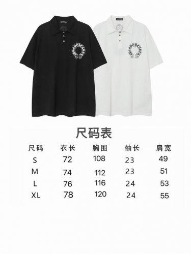 现货 9995 新款克罗梵文马蹄印花翻领polo衫短袖简约百搭T恤男女同款情侣 60S丝光纯棉 颜色：黑色 白色 码数：S M L Xl