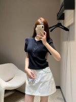 fy #新款Chane*小香风字母扣圆领针织短袖110