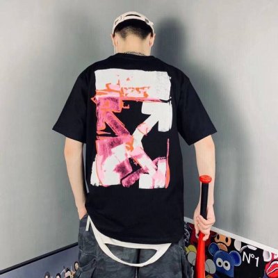 off White 涂鸦火焰箭头印花短袖Tee 男女同款搭配情侣更赞哦 官网发售款｜超级推荐｜超人气单品 Ins小红书热门爆款 三标齐全 专用包装袋 一大批潮人