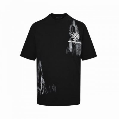 Chrome Hearts 克罗心 25Ss 晕染十字架发泡印花短袖 面料采用280克重精梳棉，定制32支1*1螺纹，成衣两遍水洗处理，面料舒适亲肤无异感，定制