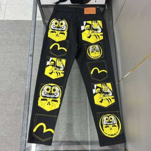 oc-557 evisu摩凌福神牛仔长裤Evisu 福神牛仔裤 情侣款特供中山原厂原浆牛仔 面料环保 做旧拼接元素 和带有欧美风格的腰果花组合 与M的完美结合