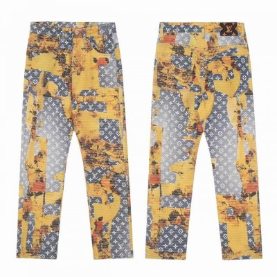 顶级版本 颜色：图片色 尺码：M-Xxl Lv路易威登23Fw花卉满印印花拼接破坏做旧花卉牛仔裤 路易威登Lv 23Ss 牛仔裤 裤王 同样独具魅力。独家定织的