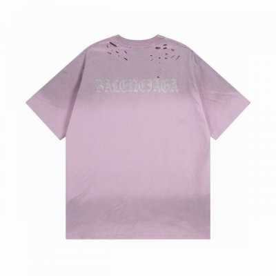 Balenciaga 巴黎世家 2025 Ss 后背梵文字母Logo水洗磨烂破洞做旧短袖T恤 本市场No.1的质量 真正天花板品质 全部原版开发注意细节图 避免