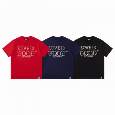 款F23 Good 顶级品质 放心对比 定制包装袋 Goodbrand 25Ss珍珠刺绣重磅短袖T恤 Yb一比一开发 100%棉 采用订色订染毛圈纯棉衣面，32