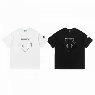 Descente 迪桑特专柜同步镂空 Logo 印花袖标情侣圆领休闲短袖-原单版本 Color：白色 黑色 Size：S M L Xl Number：25045