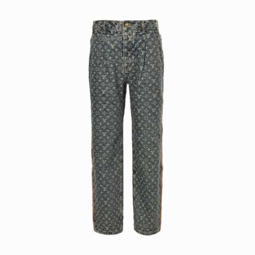louis Vuitton 路易威登 25Ss 皮边提花满印牛仔裤 正品17099购入 定制Lv提花10*10牛仔面料 侧骨pu皮 全棉袋布 布匹提花 成衣炒色