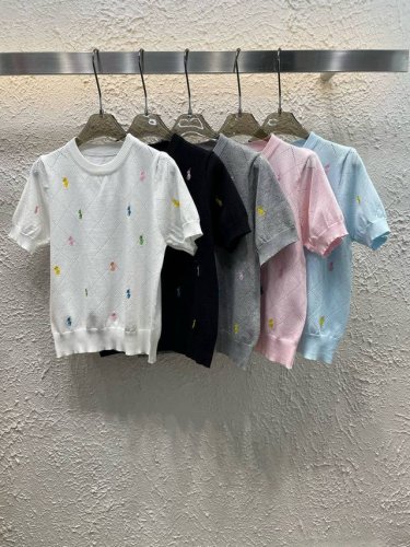 100 Ralph Lauren 拉夫劳伦Rl彩色小马刺绣菱格镂空针织短袖 款号：25670103069 颜色：白色 黑色 灰色 粉色 蓝色 尺码：均码 80-