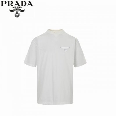 : 160 Prada 普拉达 25Ss 铆钉三角标短袖 定做布料 印花辅料细节都是采用一比一复刻 采用320G棉质布料32支精双棉纱平纹 无蚀尘毛艺工处布理面