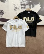斐乐 Fila 2025年夏新款短袖T恤 官网同款 男女同款 双面液氨面料升级，采用日本液氨丝光工艺双面处理 液氨技术能使棉纤维膨胀后收缩，比普通丝光面料 能提