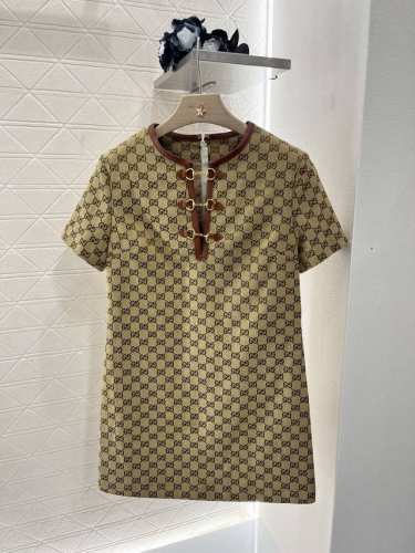 gucc*新品 提花马衔扣连衣裙