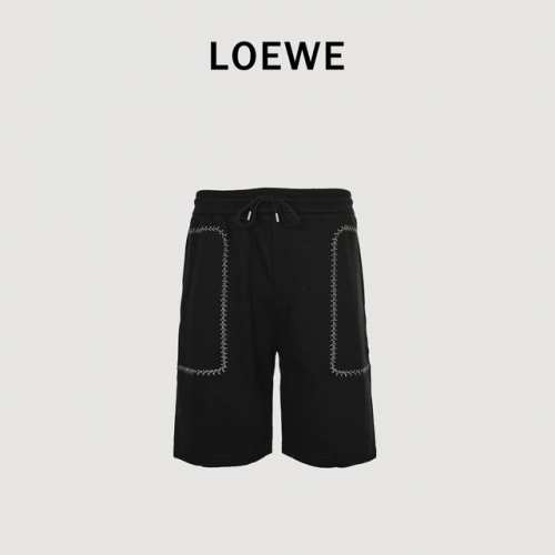 loewe 罗意威 人字曲线刺绣 短裤 面料采用380G纯棉毛圈面料 订染颜色后整蚀毛处理 对照原版做丝滑超柔处理 布面肌理股线清晰明显 垂感一级棒 做工精致都