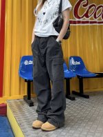 款号-854 自主Cleanfit水洗磨毛酵素洗多口袋工装功能宽松直筒休闲裤 颜色：水泥灰 尺码：M～Xxl