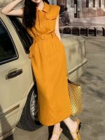 夏日情书 轻奢下摆开叉无袖亚麻连衣裙，无袖设计随性自由的感觉 毫不费力打造柔飒美的高级气质，简单搭配瞬间提升整体造型的精致感 三色Smlxl