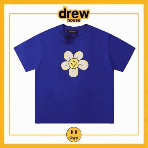 大货实拍细节 顶级版本上新 D14# -Drew House 23Fw最新太阳花笑脸雏菊重磅高街纯棉短袖T恤 情侣款- 克莱因蓝上身真的太高级了！顶级复刻，原版