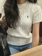 2242# 拉夫劳伦圆领短袖纯棉针织衫 白色，藏青色，黄色，玫粉色，天蓝色，五个颜色 M85-100斤 L100-115斤 Xl115-130斤 2Xl130-