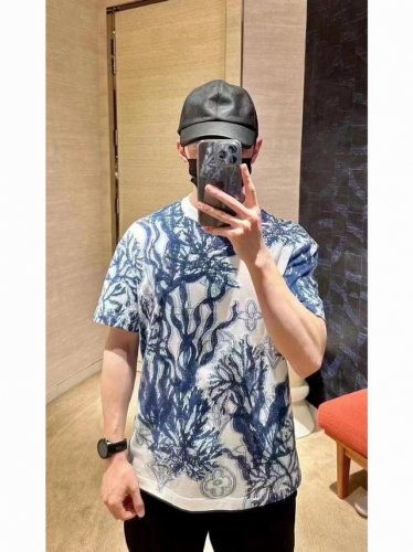 模特图# Louis Vuitton 路易威登25Ss 草间弥生系列海草花卉组合老花满印 Logo针织短袖T恤 -面料采用320G %纯棉双纱面料 同缸定染特种