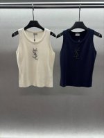 2680 Spring And Summer ！Ys*L，烫钻针织背心， 烫钻Logo低调又高级， 内搭外穿都能轻松驾驭各种场合， 两色，三码！