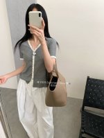 坑条花边短袖开衫