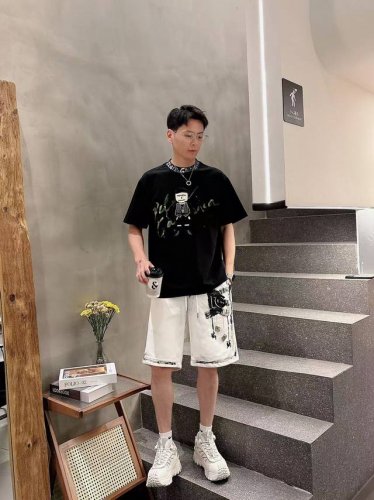 dg* 5S 手绘定制标 春夏新款休闲短裤 ，舒适度极好，手触感强烈。辨识度极高 定制进口面料 色泽清新 做工精细 码数 S 3Xl
