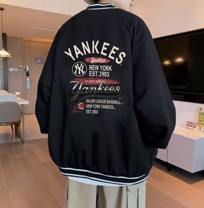 Mlb Yankees- Ny 纽约1903宽松夹克棒球服外套 官网发售｜超强版型｜男女同款 精选垂感一流复合双层南韩丝高级面料 手感超棒 丝滑垂坠 质感高级一