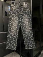 p140【高端】 chrome Hearts/克罗心 Ch满印提花直筒牛仔裤（黑色） 2025春季新品 网红明星同款 十字架满印牛裤，独特的十字架设计元素加上满