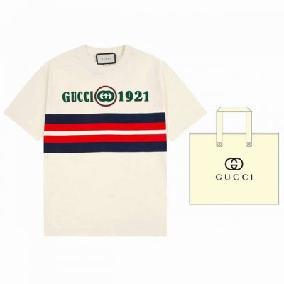 顶级最高版本 Gucci 古驰 酷奇 经典1921红蓝条纹短袖半袖T恤 男女同款 情侣款 宽松版型 最高版本 原版面料 高版本 高品质 所有细节 面料辅料工艺