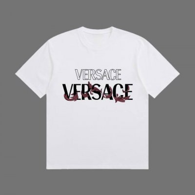 高端品质 Versace 2025Fall 春夏系列 花卉Logo短袖T恤 区别普通印花 定织270G32支双纱纯棉面料 宽松版型 男女同款 Size：S M