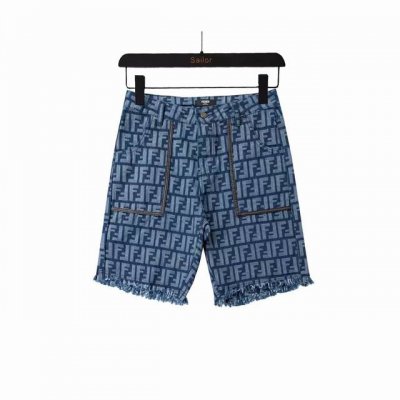 实拍细节图 +尺码表 Fendi 芬迪 24Ss满印Logo牛仔短裤 洗水五分牛仔裤、高品质丹宁牛仔面料、特别手感、超级质感 舒适柔软透气 休闲宽松版型 潮流男
