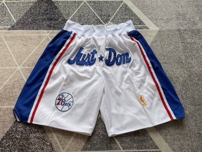 款号K50 顶级刺绣版本 实拍图 Mitchell &Ness X Just Don联名费城76人队24赛季 复古高街刺绣球裤 篮球短裤 Just Don Nb