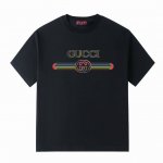 G家25夏日系列 Gucci彩色错位模糊品牌Logo -采用双纱纯棉250G 短T 三标齐全 面料颜色定制定染 不缩水不退色 手感舒服 质感超强潮男潮女必备经典