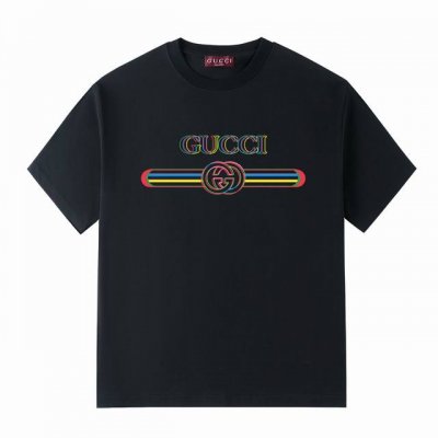 G家25夏日系列 Gucci彩色错位模糊品牌Logo -采用双纱纯棉250G 短T 三标齐全 面料颜色定制定染 不缩水不退色 手感舒服 质感超强潮男潮女必备经典