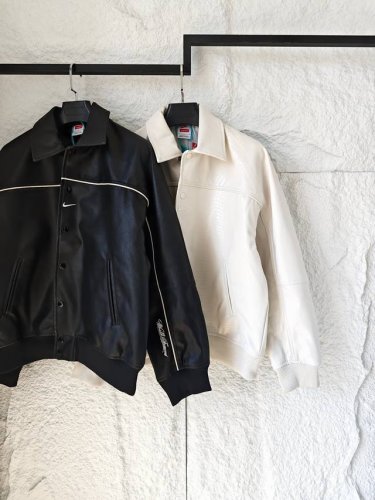 supreme X Nike 联名款 Ss25 Week4 Leather Varsity Jacket 背面Logo皮革校队夹克 男女同款 原版购入 定制面料