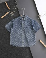 顶级复刻 Louis Vuitton路易威登 Lv Ss25夏季新款提花满印Logo图案经典款衬衫短袖 官网同步 男女同款 短袖衬衣衬衫 面料：原版一致面料 细