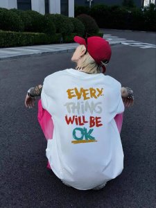 260G重磅纯棉 Adidas 三叶草 “Every Thing Will Be Ok”一切都会好起来的 好运标语 短袖T恤 男女同款 半袖 情侣款 面料工艺：