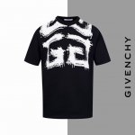 款号#Z126 纪梵希胸前泼墨大标字母圆领短袖 givenchy官网一致款式 面料 32支双纱280克纯棉面料 同缸同色织染螺纹 颜色一致 工艺 进口机器白墨直
