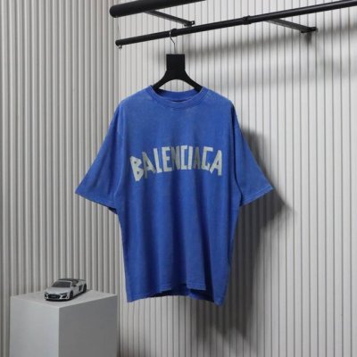 balenciaga 巴黎世家 25Ss 水洗美纹纸胶带炒色破洞短袖T恤 夏日多巴胺水洗美纹纸黄胶带破坏系列胸口印花采用康丽数码直喷工艺 字母褶皱感形态逼真 字