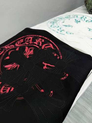 chrome Hearts 25Ss夏季新品T恤 前后幅玫红色印花贴布绣 定制32支双纱面料 颜色 黑色 白色 码数 S-Xl