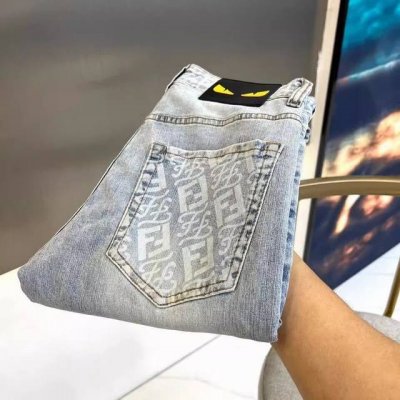 oc-752 芬迪 Fendi 口袋提花字母简约复古经典皮标Logo牛仔裤 2025最新品，专柜同步有售，原单狠货，水洗休闲牛仔裤，进口原版水洗弹力面料，舒适有