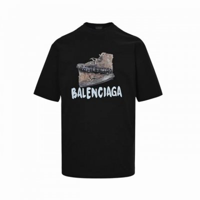 Balenciaga 巴黎世家 25Ss 做旧鞋子新花短袖 Logo标识精致升级，原版面料，官方同款 定制280克同缸染面料 手感非常舒服 春夏砖柜同步 时尚又