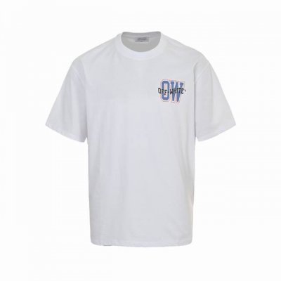 Off White 25Ss 蓝色箭头字母印花短袖 经典标志性箭头，残缺的箭头更体现个性，原版开模！全新代购级版本！原汁原味在这里只需零头即可满足！面料采用23