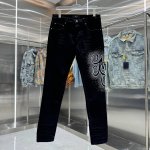 amiri 字母图案烫钻街头潮流修身小脚弹力牛仔裤 颜色 黑色 码数 30 32 34 36 38