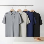 迪桑特25夏款上新 ，polo冰丝速干 黑色 灰色 宝蓝 米杏 尺码M到5Xl 专柜迪家商务落肩款Ns78的锦纶和22的氨纶混合亲肤透气面料 ，面料纤维遍布微孔