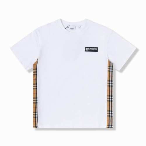 p100 Burberry/巴宝莉 经典格子拼接短袖T恤 经典Vintage格纹图案细诉百年英伦品牌的历史底蕴，精致而独到的一款时髦范儿T恤！客供细纹针织棉材质